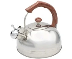 Plieninis virdulys su švilpuku, tradicinė indukcinė viryklė, 2,5 l, medine rankena, BRUNBESTE BB-2271