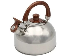 Plieninis virdulys su švilpuku, tradicinis, dujinės indukcijos, 2,5 l, sidabrinis, BRUNBESTE BB-2268