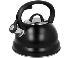 Plieninis virdulys su švilpuku, tradicinis indukcinis, 2,5 l, juodas, BRUNBESTE BB-2406