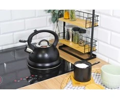 Plieninis virdulys su švilpuku, tradicinis indukcinis, 2,5 l, juodas, BRUNBESTE BB-2406