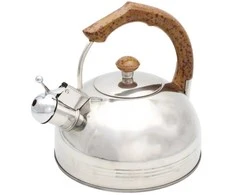 Plieninis virdulys su švilpuku, tradicinė indukcinė viryklė, 2,5 l, medine rankena, BRUNBESTE BB-2270