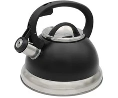 Plieninis virdulys su švilpuku, tradicinis, indukcinis, dujinis, 2,5 l, juodas, BRUNBESTE BB-2273