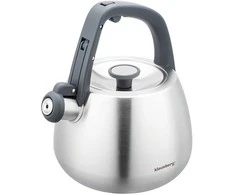 Virdulys, Nerūdijančio plieno virdulys su švilpuku, šlifuoto sidabro spalvos, talpa 2,5 l, Klausberg, kb-7773