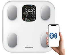 Virtuvinės svarstyklės Svarstyklės Elektroninės vonios svarstyklės su kūno sudėties analizatoriumi, baltos, Klausberg, kb-7855