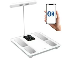 Virtuvinės svarstyklės Svarstyklės Vonios svarstyklės su rankena, elektroninės, tiksli kūno sudėties analizė, baltos, Klausberg, kb-7857