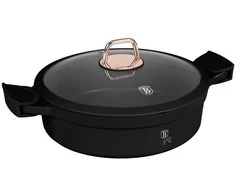 WOK Puodas NISKI Z POWŁOKĄ TYTANOWĄ 4.2L 28CM BERLINGER HAUS Juodas ROSE BH-1455