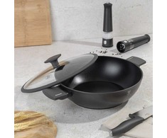 WOK TYTANOWY Z POKRYWKĄ 30CM BERLINGER HAUS ANTRACIT BH-8125