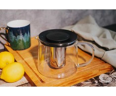 Stiklinis ąsotis arbatai ir kavai, sietelis, 1 l, BRUNBESTE BB-2885