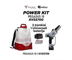 Rinkinys akumuliatorinis pjūklas Kamikaze KVS5700 + Akumuliatorinis purkštuvas Pulmic Pegasus 15