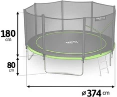 12 pėdų / 374 cm sodo batutas su lauko tinklu ir kopėčiomis Neo-Sport