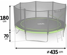 14 pėdų / 435 cm sodo batutas su lauko tinklu ir kopėčiomis „Neo-Sport“