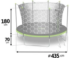 14 pėdų / 435 cm sodo batutas su vidiniu tinklu ir kopėčiomis „Neo-Sport“