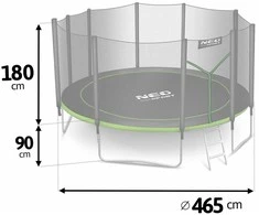 15 pėdų / 465 cm sodo batutas su lauko tinklu ir kopėčiomis „Neo-Sport“