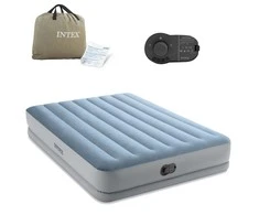 Intex Pripučiamas oro čiužinys, dvivietis čiužinys su elektrine pompa, patogus kempingo čiužinys, patvarus PVC oro čiužinys, nešiojamas svečių čiužinys