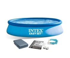 Intex Pripučiamas baseinas, 305 x 76 cm, su uždangalu, apvalus šeimos baseinas, sodo baseinas, vasaros baseinas