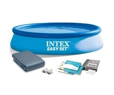 Intex Apvalus antžeminis baseinas, 366 x 76 cm, su uždangalu, šeimos naudojimui, lengvas surinkimas, patvari PVC konstrukcija, vasaros sodo baseinas