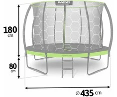 14 pėdų / 435 cm profiliuotas sodo batutas su vidiniu tinklu „Neo-Sport“