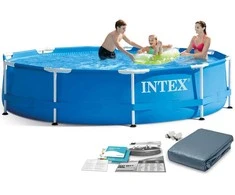 Intex Karkasinis sodo baseinas, apvalios formos, 4485 litrų talpos, lengvai surenkamas baseinas, vasaros lauko baseinas