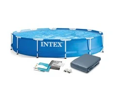 Intex Apvalus karkasinis baseinas, 366 x 76 cm, su uždangalu, sodui ir kiemui, lengvai surenkamas baseinas, šeimos baseinas