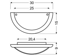 Sieninis šviestuvas Candellux 1030 Plafonas 1/2 Wood Standard 1X60W E27 Ąžuolas