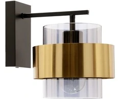 Candellux Spiega sieninis šviestuvas juodas+žalvarinis 1x60w E27 dūminis gaubtas
