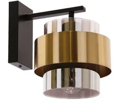 Candellux Spiega sieninis šviestuvas juodas+žalvarinis 1x60w E27 dūminis gaubtas