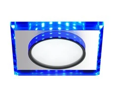 Pakabinamas šviestuvas Candellux SSP-22 CH/TR+BL 8W LED 230V ŽIEDAS LED MĖLYNAS ŽEMYNAS ŠVIESUS PAKABAMAS Kvadratinis STIKLAS