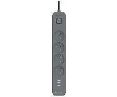Tracer Power Line+ 1,5 m 4 lizdai + USB-A grafito