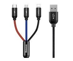 Baseus 3in1 kabelis USB-C / Lightning / Micro 3.5A 0.3m - Juodas