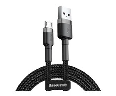 Baseus Cafule Micro USB kabelis 2.4A 0.5m - Pilkas / Juodas