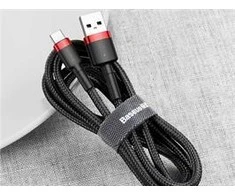 Kabelis Baseus USB2.0 A kištukas - USB C kištukas 1 m, QC3.0 su nailoniniu šarvu , raudonas/juodas