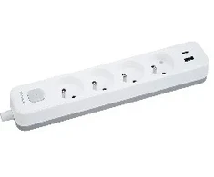 Przedłużacz TRACER Grid 4S Mobile Ready 1,5m (4 gniazda,wyłącznik, 1x USB A+ 1x Type C, max 20W, baltas&amp;pilkas)