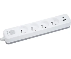 Przedłużacz TRACER Grid 4S Mobile Ready 1,5m (4 gniazda,wyłącznik, 1x USB A+ 1x Type C, max 20W, baltas&amp;pilkas)