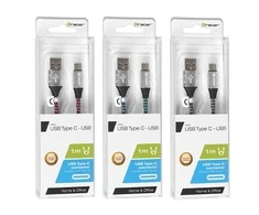 TRACER TRAKBK46265 Cable TRACER USB 2.0 TYPE-C A Male - C Male 1,0m juodas-sidabrinis