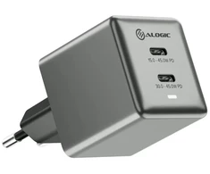 ALOGIC Dual USB-C Rapid Power 45W Cube GaN Charger - Space pilka