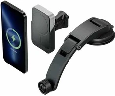 ALOGIC Matrix universalus magnetinis automobilinis įkroviklis su laikikliu ventiliacijos angoje ir prietaisų skydelyje - juodas