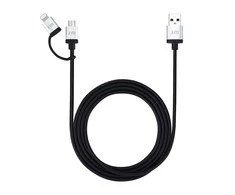 Just Mobile AluCable Duo 1.5 meter - Sidabrinis