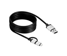 Just Mobile AluCable Duo 1.5 meter - Sidabrinis