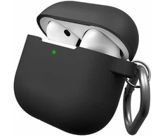 KeyBudz Elevate Keychain – silikoninis apsauginis dėklas, skirtas 4 gen. AirPods (juodas).