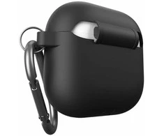 KeyBudz Elevate Keychain – silikoninis apsauginis dėklas, skirtas 4 gen. AirPods (juodas).