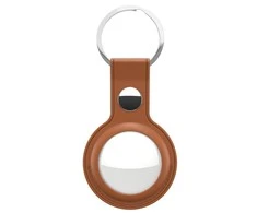 Class and Culture LLC KeyBudz AirTag Raktų pakabukas – apsauginis odinis dėklas, skirtas AirTag (įdegis)