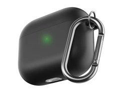 KeyBudz – „PodSkinz HyBridShell“ serijos raktų pakabuko dėklas – aukščiausios kokybės kieto apvalkalo trijų sluoksnių dėklas, skirtas jūsų Airpods 3 (spalva: Juodas)