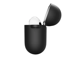 KeyBudz – „PodSkinz HyBridShell“ serijos raktų pakabuko dėklas – aukščiausios kokybės kieto apvalkalo trijų sluoksnių dėklas, skirtas jūsų Airpods 3 (spalva: Juodas)