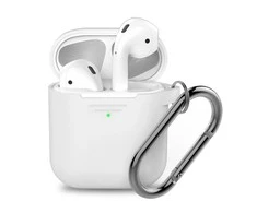 KeyBudz Elevate Keychain - silicio apsauginė dėklas AirPods 1 / 2 (balta)