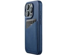 „Mujjo“ odinis piniginės formos dėklas – „iPhone 15 Pro“ telefonams skirti dėklai, suderinami su „MagSafe“ (monaco mėlynas)