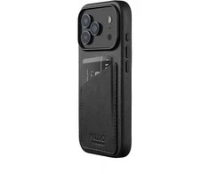 Mujjo Wallet Odinis dėklas - etui skórzane do iPhone 17 Pro kompatybilne su MagSafe (juodas)