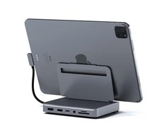 Port „Satechi Aliuminio“, skirta „iPad Pro“ (USB-C, USB-A, 4K HDMI, mikro / SD kortelių skaitytuvas, lizdo prievadas) (tarpinis pilkas)