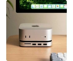 „Satechi“ stovas ir šakotuvas, skirtas „Mac Mini M4/M4 Pro“ (2024) su SSD M.2 NVMe lizdu