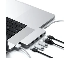 „Satechi Pro Hub mini USB-C“ skirta „MacBook“ (2 x USB-C, 2 x USB-A, Ethernet, lizdo prievadas) („Pro&amp;Air&amp;Max“) (sidabrinė)