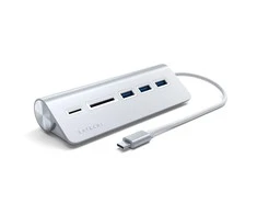 SATECHI Type-C aliuminio USB 3.0 šakotuvas ir kortelių skaitytuvas Sidabrinis